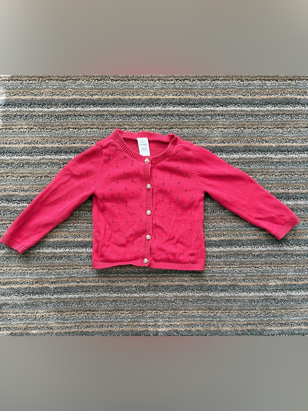 Carter’s Baby Girl Red Pointelle Button-up Knit Cardigan
